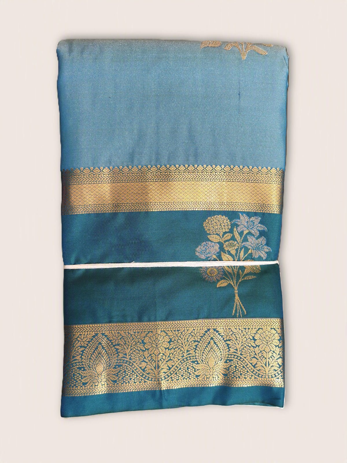 Royal Blue with Contrast Border Dual Butta Saree