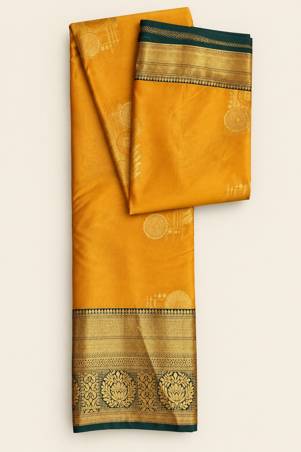 Mustard Mulberry Silk Blend Saree - Premium Listing