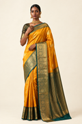 Mustard Yellow Kanjivaram Saree — No Blouse Piece