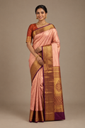 Peach Saree with Terracotta Blouse