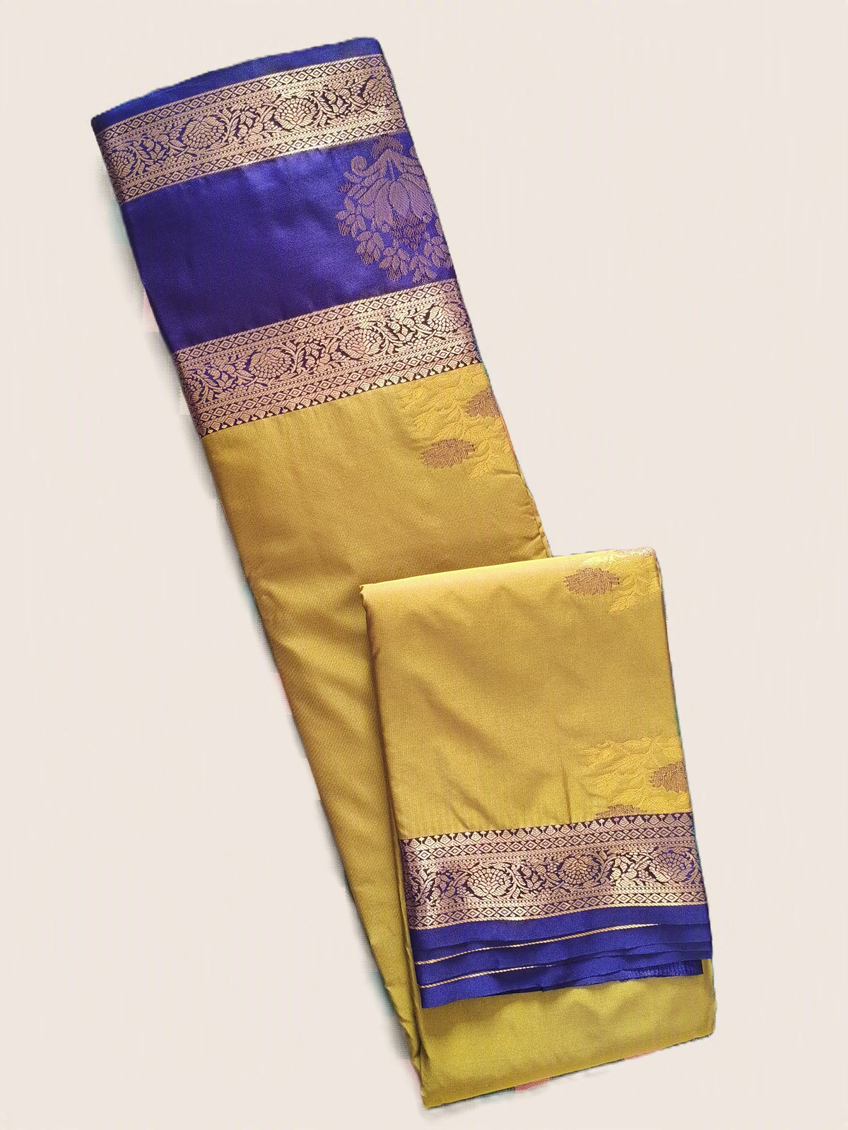 Antique Gold & Royal Blue Saree