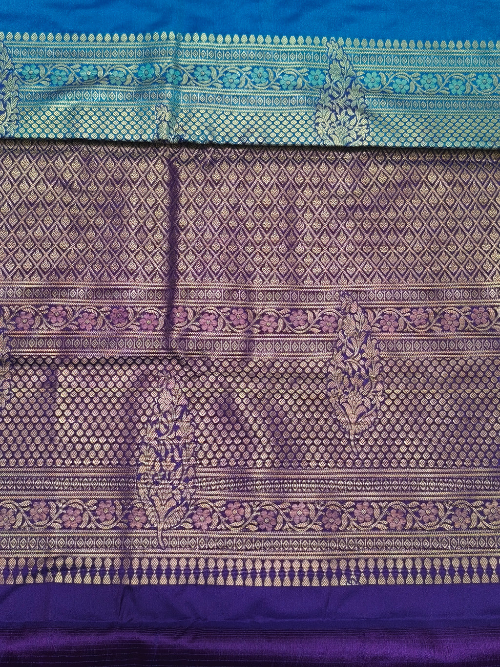 Royal Blue with Contrast Border Dual Butta Saree