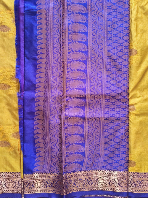 Antique Gold & Royal Blue Saree