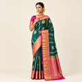 Teal Kanjivaram Saree - Model Shot 1:1